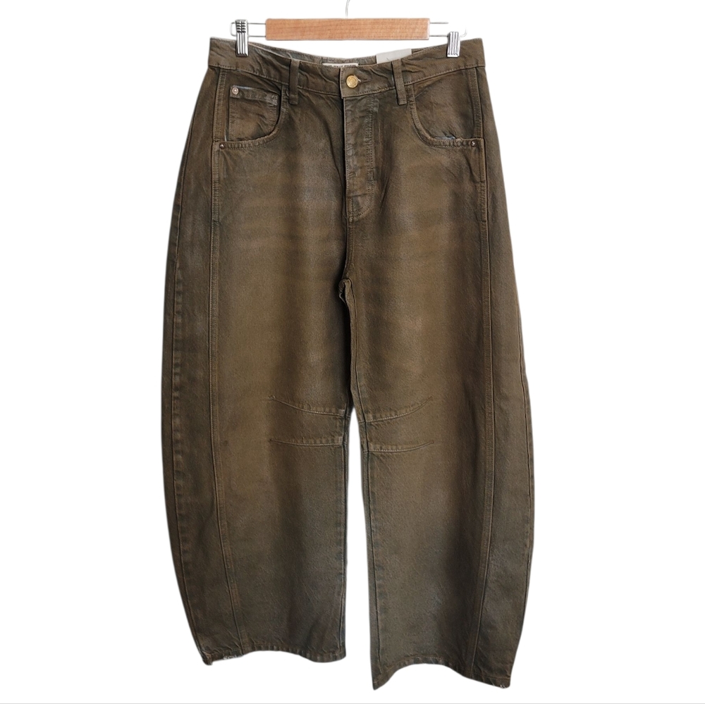 🆕️ Free People Good Luck Coated Barrel Jeans - Picture 2 of 14
